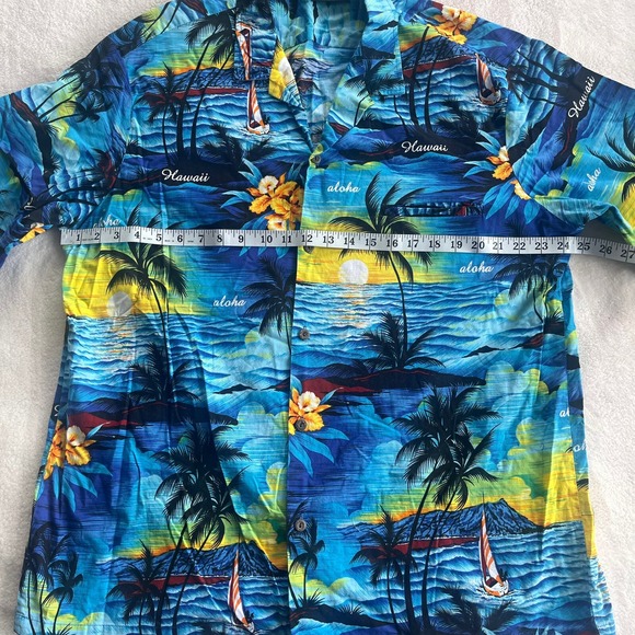 Royal Creations Men Aloha Hawaiian Palm Trees Button Down Short Sleeve Shirt XXL - Picture 5 of 9